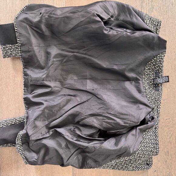 Sandro Paris Tweed Moto Style Collarless Blazer with Zipper Black/White - Picture 9 of 11